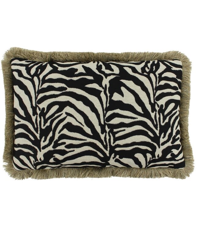 Claudi Zebby 40x60 cm Black/White + Fringe Gold