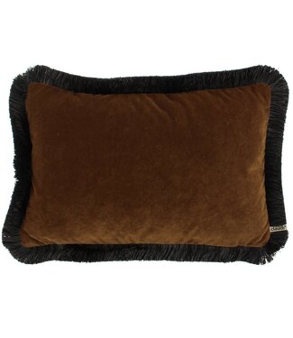 Claudi Rosana 30x45 cm Camel + Fringe Black/Taupe Claudi Rosana 30x45 cm Camel + Fringe Black/Taupe