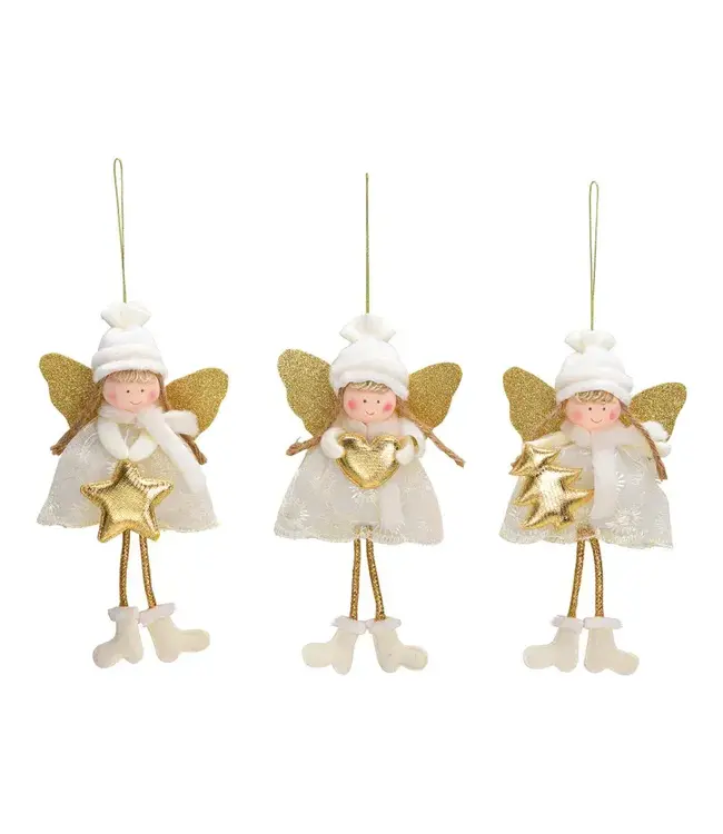 Hanger angel made of textile gold 3- fold, (W/H/D) 9x20x4 cm