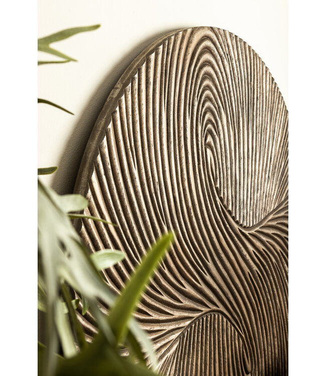 Wiktor Brown MDF round wallpanel swirl carved M