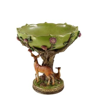 Bowl w. deers polyresin, 28x28x30cm