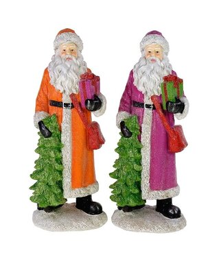 Santa 2 ass., magenta/orange polyresin, 12x10x30 cm