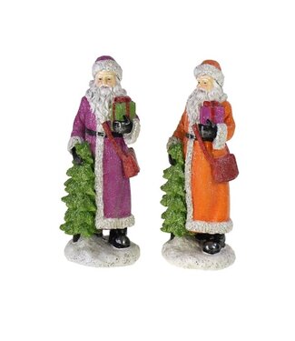 Santa 2 ass., magenta/orange polyresin, 11x9x23 cm