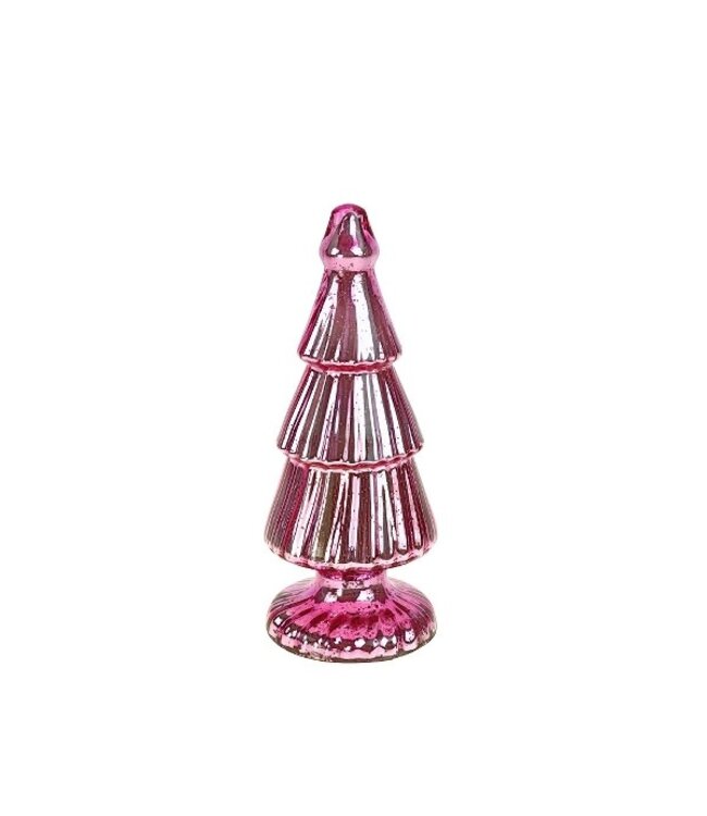 Glass tree, shiny pink glass, 10x25 cm