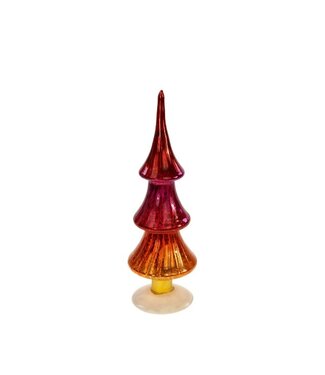 Tree, red/pink/orange  glass, 9x29cm