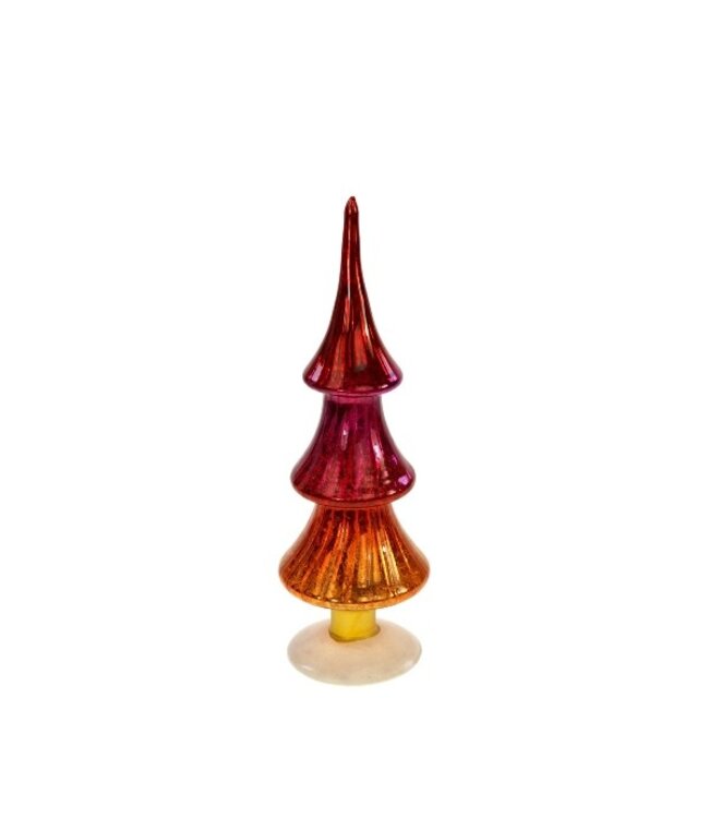 Tree, red/pink/orange  glass, 9x29cm