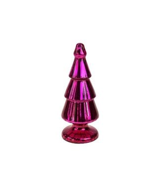 Tree, shiny fuchsia glass, 10x25 cm