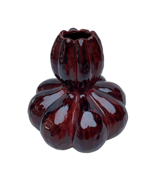 Fardau Red glazed ceramic pumpkin shaped vase S