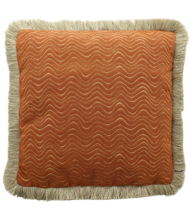 Claudi Scrolla EXCLUSIVE 45x45 cm Orange + Fringe Gold