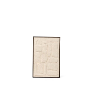 Wooden wall art with monochrome sculptural relief - cotton - beige - 60x90cm