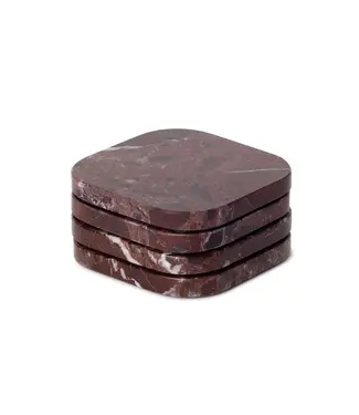 Onderzetter rood marmer  4 stuks