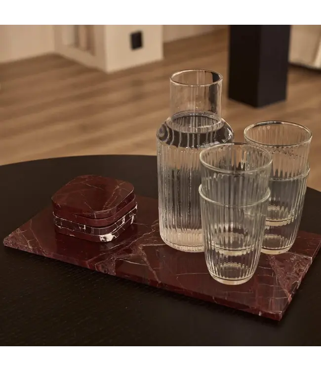 Onderzetter rood marmer  4 stuks