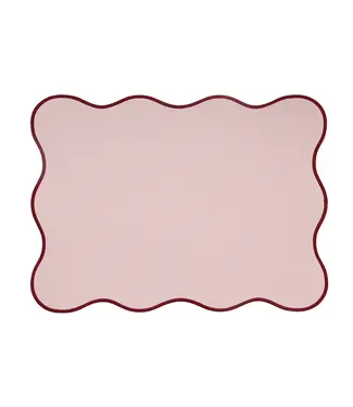 Opjet Juliette rechthoekige placemat roze met rode rand 33x45cm