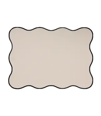 Opjet Juliette rechthoekige placemat beige  met zwarte rand 33x45cm