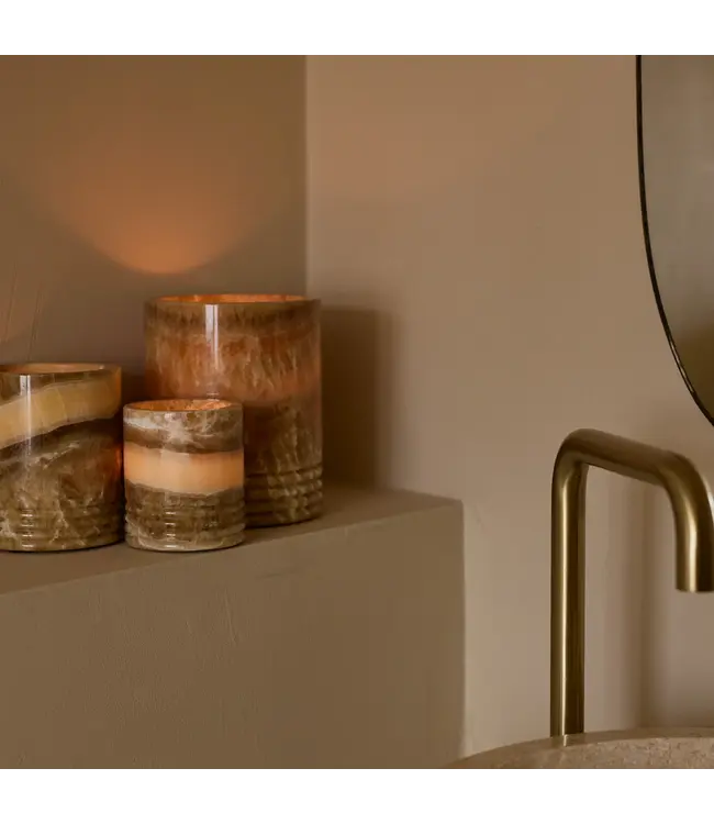 Windlicht Sandal onyx L Ø14x17cm