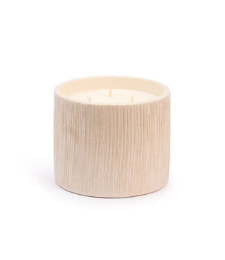 Côté Bougie BOUGIE CERAMIQUE STRIEE WHITE M FLEUR  D'ORANGER