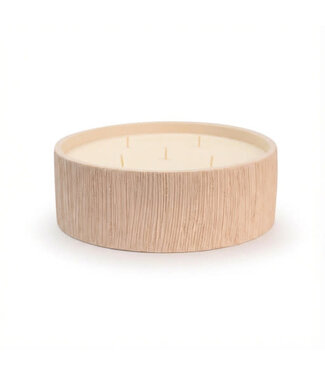 Côté Bougie BOUGIE PLATE STRIEE BLANCHE XL / MON BEL  ORANGER