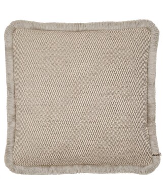 Claudi Luigy 45x45 cm Sand + Fringe Off White