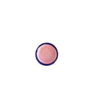 Val Pottery Plate Estela Base Pink, Edge Blue