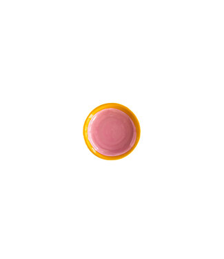 Val Pottery Plate Estela Base Pink, Edge Yellow