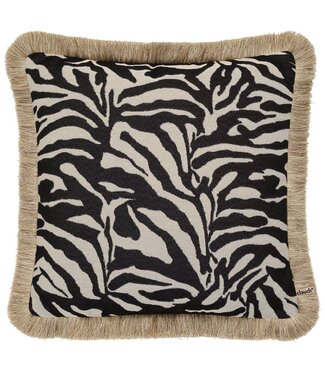 Claudi Zebby 45x45 cm Black/White + Fringe Gold