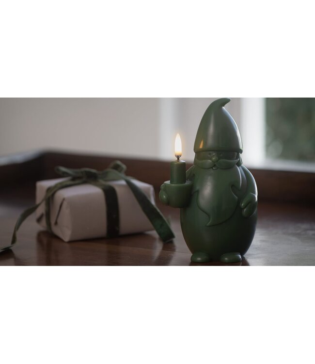 Uyuni LED kaars Santa Claus, Olive green,  Smooth, 10x17 cm