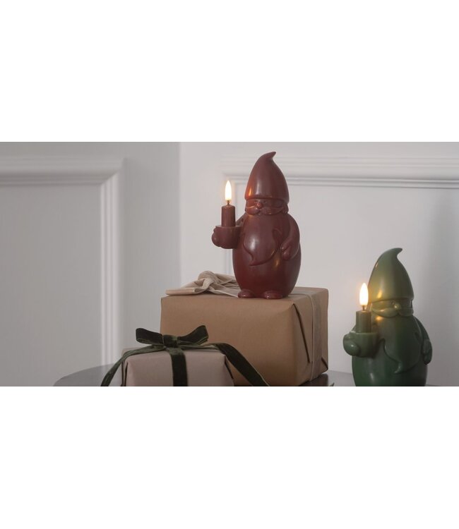 Uyuni LED kaars Santa Claus, Carmine red,  Smooth, 10x17 cm