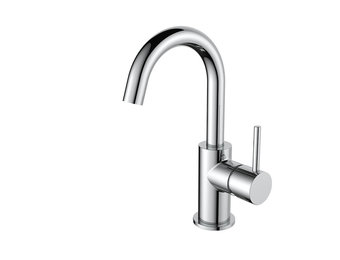 Regn hoge wastafelmengkraan met gebogen uitloop en coldstart, chroom