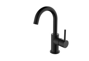 Regn hoge wastafelmengkraan met gebogen uitloop en coldstart, gun metal black
