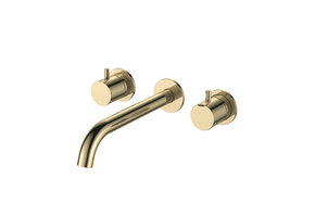 Regn 3-gats inbouw wastafelmengkraan, geborsteld goud