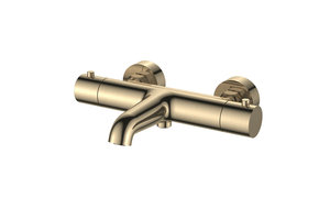 Regn thermostatische badmengkraan, geborsteld goud