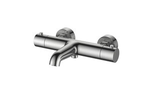Regn thermostatische badmengkraan, geborsteld nikkel