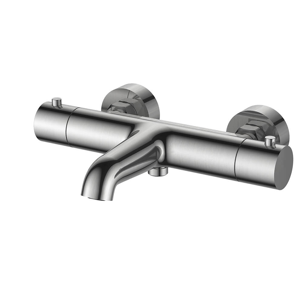 Regn thermostatische badmengkraan, geborsteld nikkel