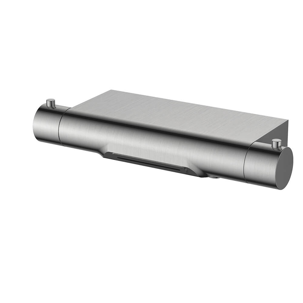 Regn thermostatische badmengkraan met watervaluitloop, geborsteld nikkel