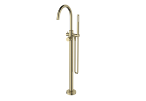 Regn vrijstaande badkraanmengkraan, geborsteld goud