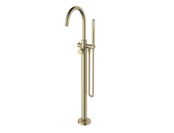 Regn vrijstaande badkraanmengkraan, geborsteld goud