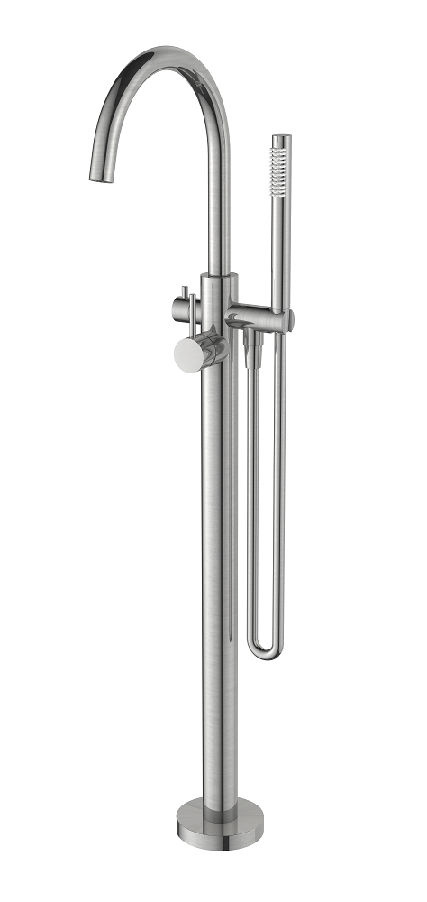 Regn vrijstaande badkraanmengkraan, geborsteld nikkel