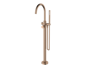 Regn vrijstaande badkraanmengkraan, geborsteld koper