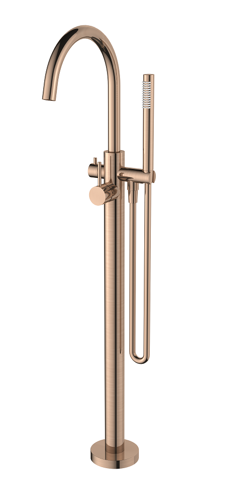 Regn vrijstaande badkraanmengkraan, geborsteld koper