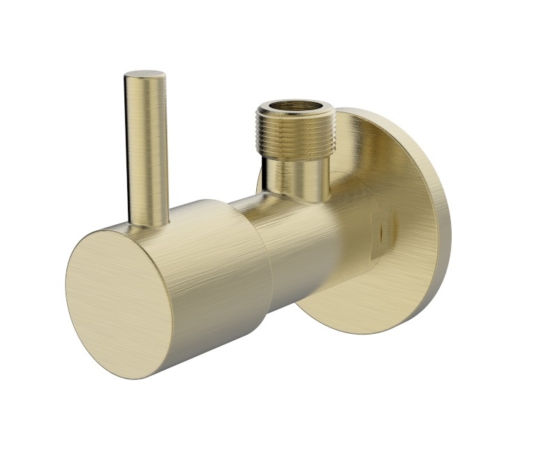 Regn hoekstopkraan, geborsteld goud