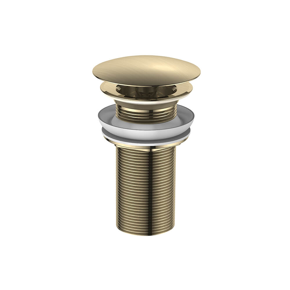 Regn vaste wastafelafvoerplug met lange schacht, geborsteld goud