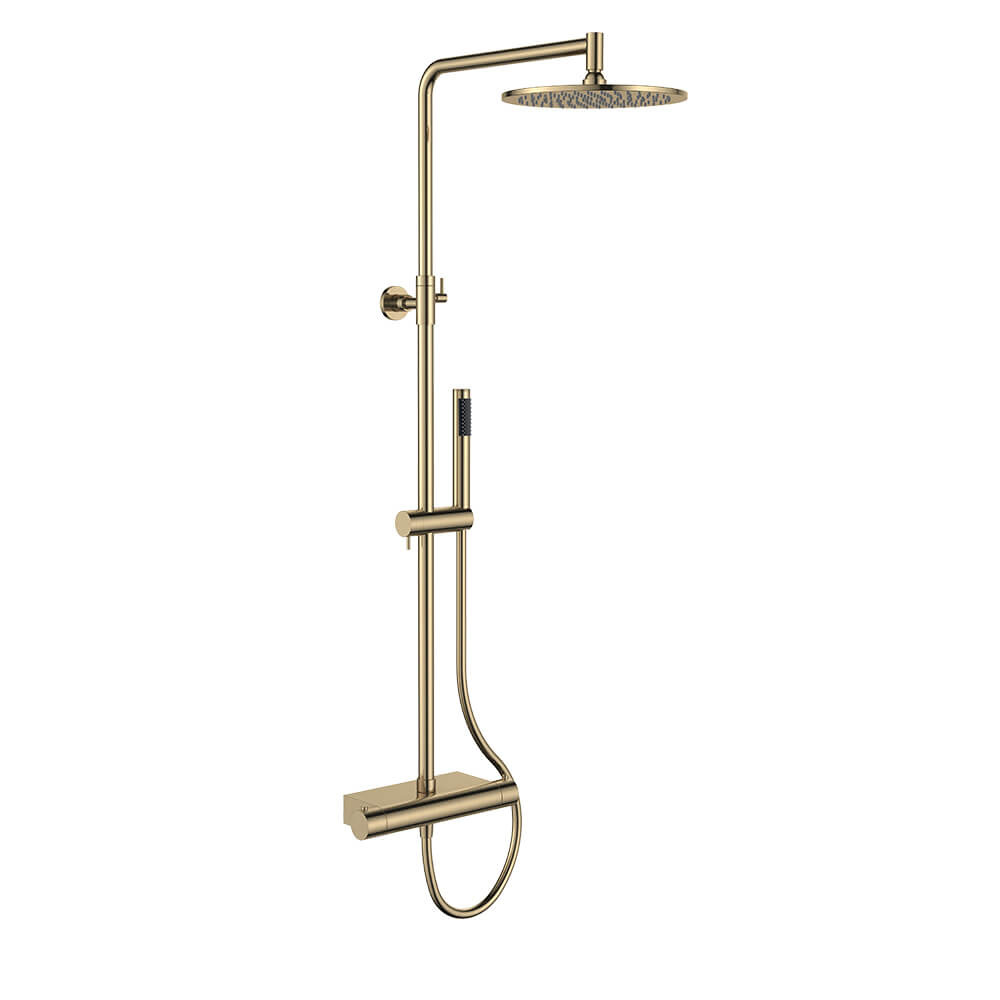 Regn thermostatische regendouche met planchet, geborsteld goud