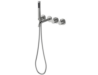 Regn complete thermostatische badinbouwset, geborsteld nikkel