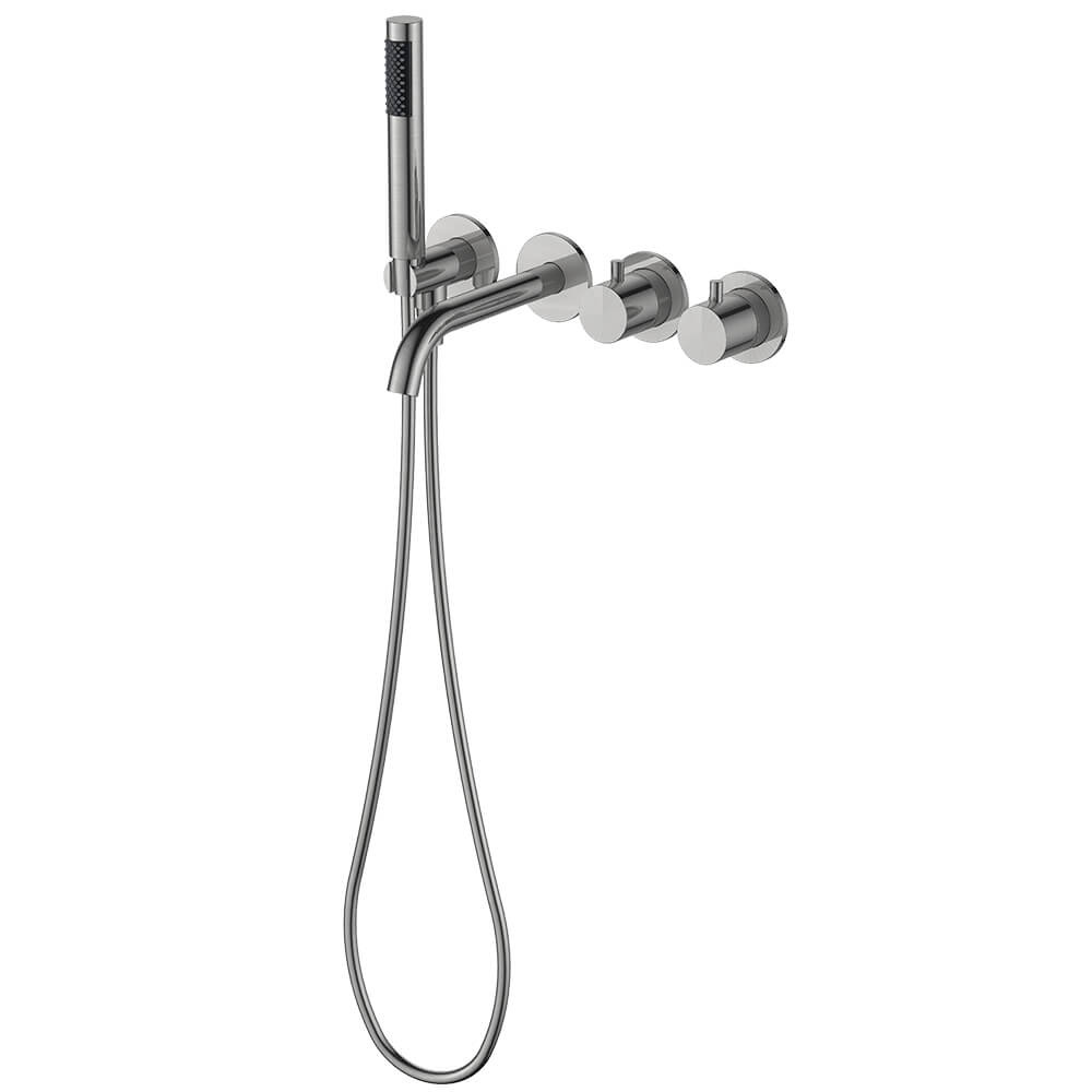 Regn complete thermostatische badinbouwset, geborsteld nikkel