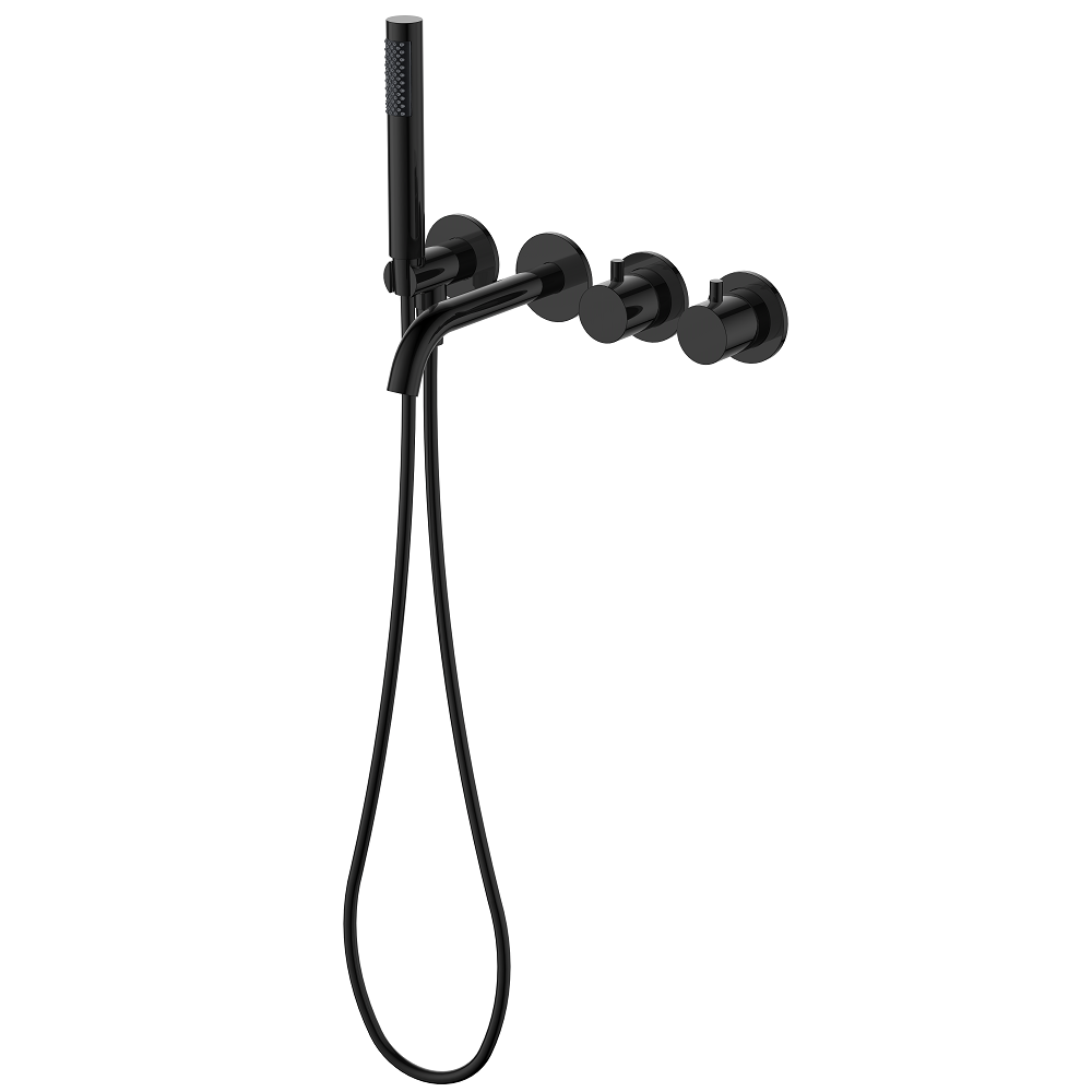 Regn complete thermostatische badinbouwset, gun metal black