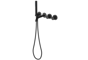 Regn complete thermostatische badinbouwset, mat zwart