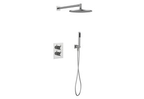 Regn complete thermostatische regendouche inbouwset rechthoek, geborsteld nikkel