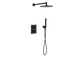 Regn complete thermostatische regendouche inbouwset rechthoek, gun metal black