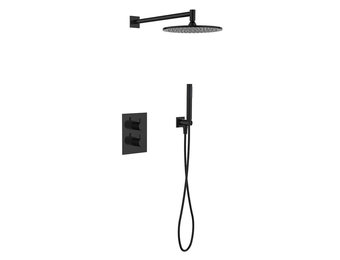 Regn complete thermostatische regendouche inbouwset rechthoek, gun metal black