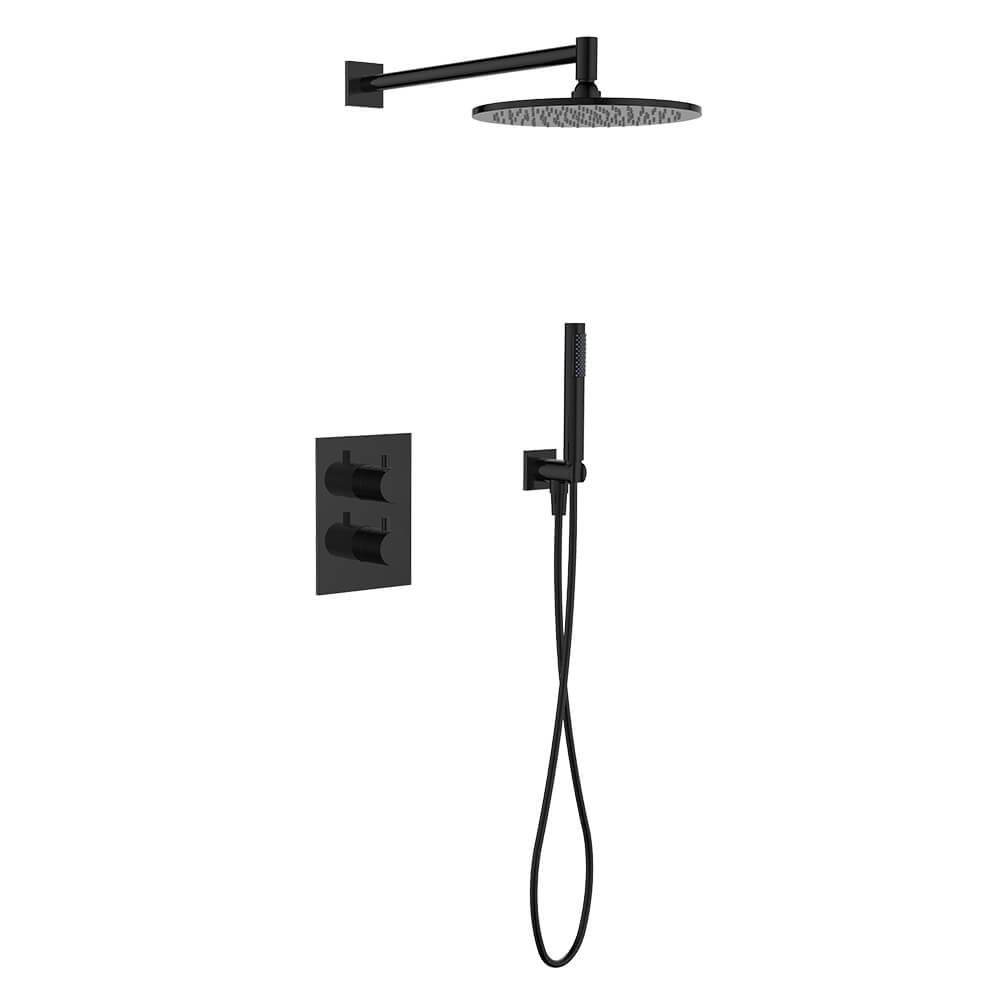 Regn complete thermostatische regendouche inbouwset rechthoek, gun metal black